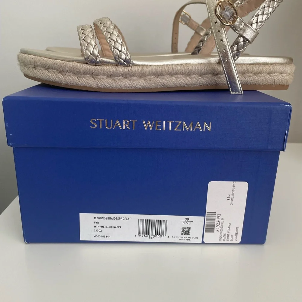 Stuart Weitzman Metallic Mykonos Braided Espadrille Flatform Sandals - Picture 3 of 5